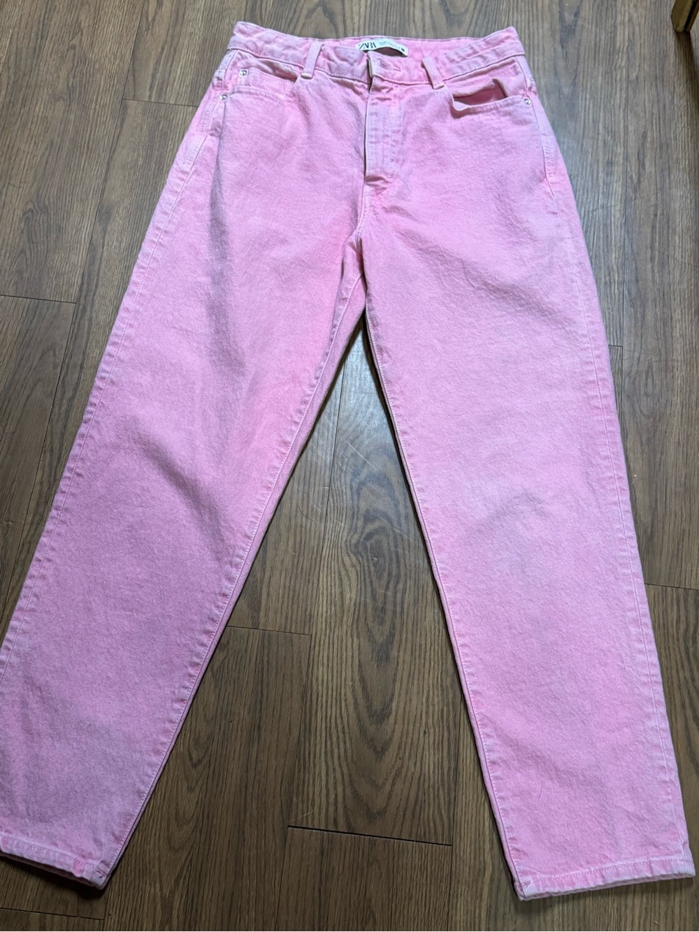 ZARA Barbie Pink Cotton Denim Jeans Mom Fit High Rise Size 8
